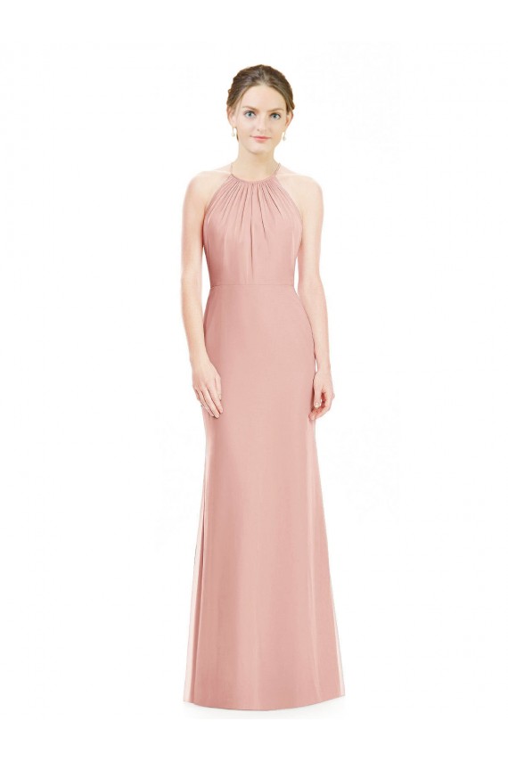 Soft Chiffon Halter Neck Mermaid Bliss Pink Bridesmaid Dress Derby