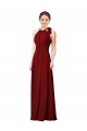 Soft Chiffon Halter Neck Sheath Burgundy Bridesmaid Dress Derby