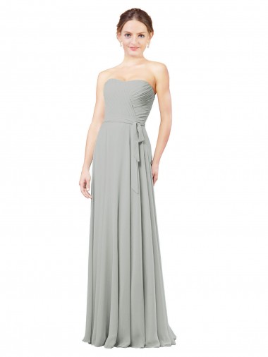 Soft Chiffon Sweetheart A-Line Silver Bridesmaid Dresses Derby