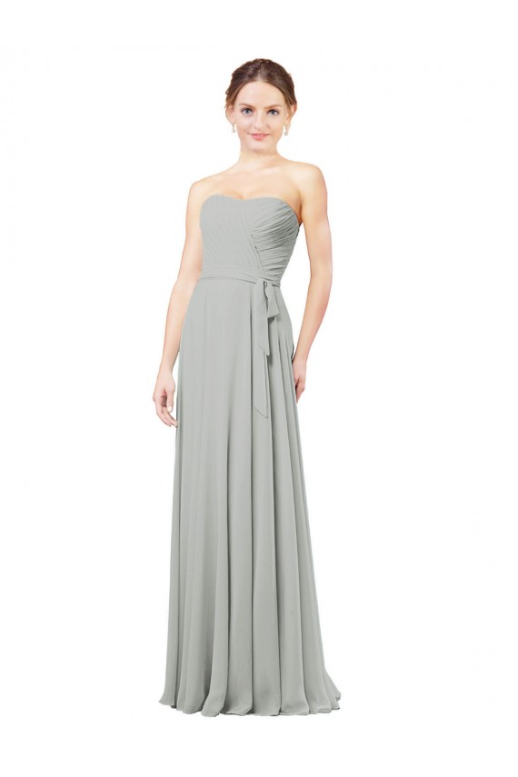 Soft Chiffon Sweetheart A-Line Silver Bridesmaid Dresses Derby