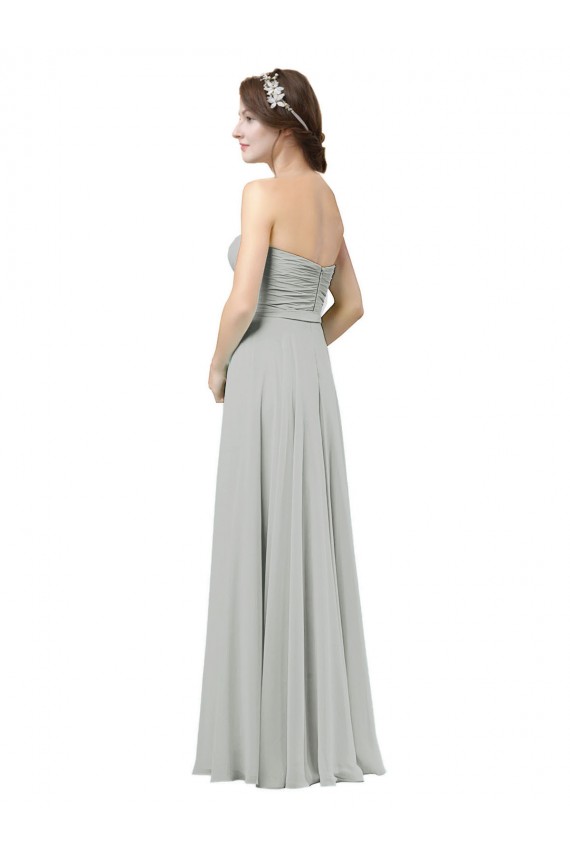Soft Chiffon Sweetheart A-Line Silver Bridesmaid Dresses Derby