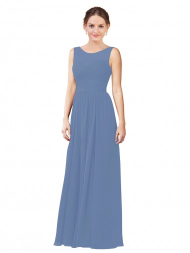 Soft Chiffon Sweetheart Sheath Windsor Blue Bridesmaid Dress Derby