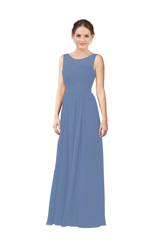 Soft Chiffon Sweetheart Sheath Windsor Blue Bridesmaid Dress Derby