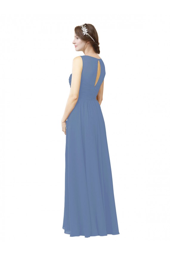 Soft Chiffon Sweetheart Sheath Windsor Blue Bridesmaid Dress Derby