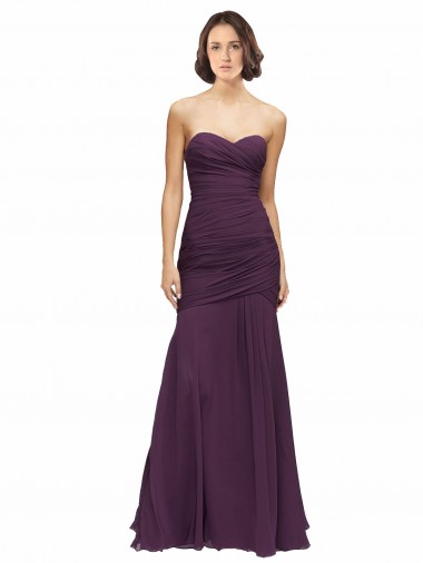 Soft Chiffon Sweetheart Mermaid Grape Bridesmaid Dress Derby