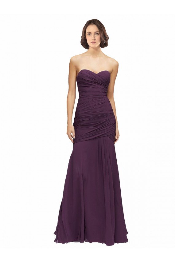 Soft Chiffon Sweetheart Mermaid Grape Bridesmaid Dress Derby