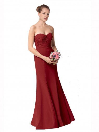 Soft Chiffon Sweetheart Mermaid Burgundy Bridesmaid Dress Derby