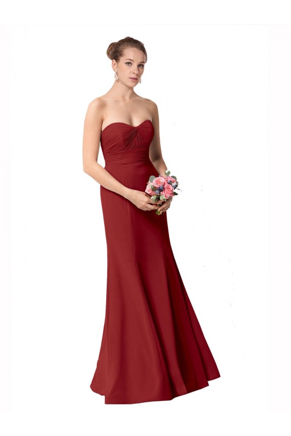 Soft Chiffon Sweetheart Mermaid Burgundy Bridesmaid Dress Derby