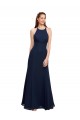 Soft Chiffon High Neck Mermaid Dark Navy Prom Dress / Bridesmaid Dress Derby