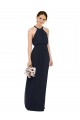 Chiffon High Neck A-Line Dark Navy Bridesmaid Dress Derby
