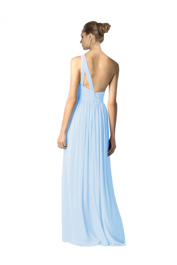 Soft Chiffon One Shoulder A-Line Light Sky Blue Bridesmaid Dress Derby