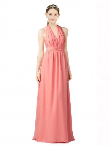Soft Chiffon Sweetheart A-Line Watermelon Bridesmaid Dress Derby