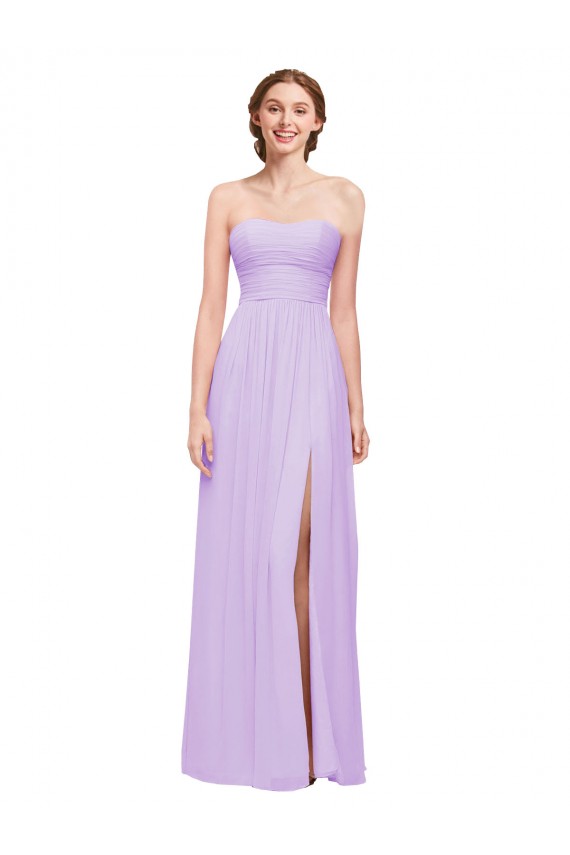 Soft Chiffon Strapless A-Line Lilac Evening Dress / Bridesmaid Dress Derby