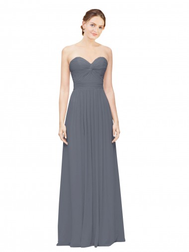 Soft Chiffon Sweetheart A-Line Slate Grey Bridesmaid Dress Derby