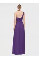 Soft Chiffon V-Neck A-Line Plum Purple High Low Bridesmaid Dress Derby