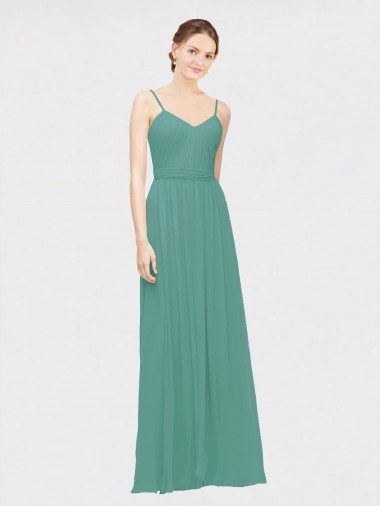 Chiffon V-Neck A-Line Icelandic Silver Bridesmaid Dress / Evening Dress Derby