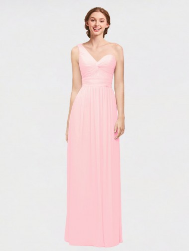 Soft Chiffon Sweetheart A-Line Pink Bridesmaid Dress Derby
