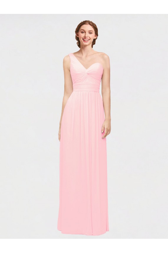 Soft Chiffon Sweetheart A-Line Pink Bridesmaid Dress Derby