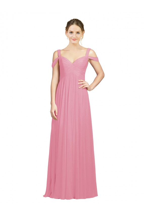 Soft Chiffon Sweetheart A-Line Skin Pink Bridesmaid Dress Derby
