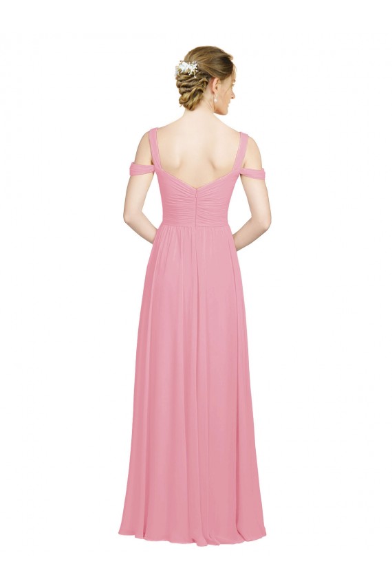 Soft Chiffon Sweetheart A-Line Skin Pink Bridesmaid Dress Derby