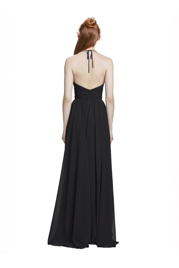Chiffon V-Neck A-Line Dark Navy Formal Dress / Bridesmaid Dress Derby