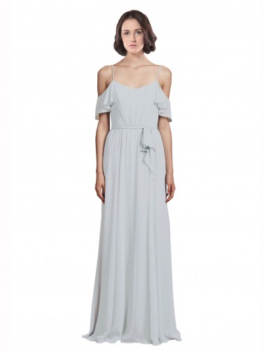Soft Chiffon Spaghetti Straps A-Line Frost Formal Dress / Bridesmaid Dress Derby