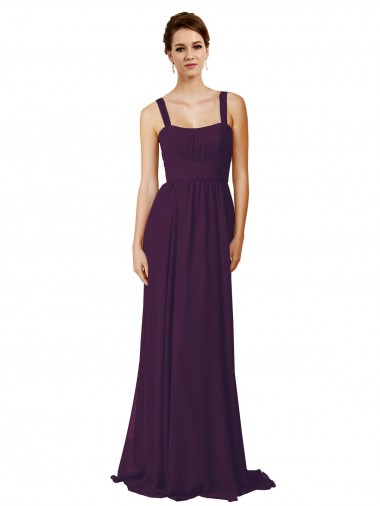 Soft Chiffon Spaghetti Straps A-Line Grape Bridesmaid Dress Derby