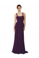 Soft Chiffon Spaghetti Straps A-Line Grape Bridesmaid Dress Derby