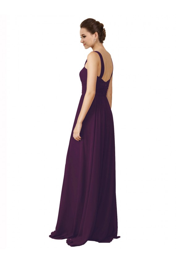 Soft Chiffon Spaghetti Straps A-Line Grape Bridesmaid Dress Derby