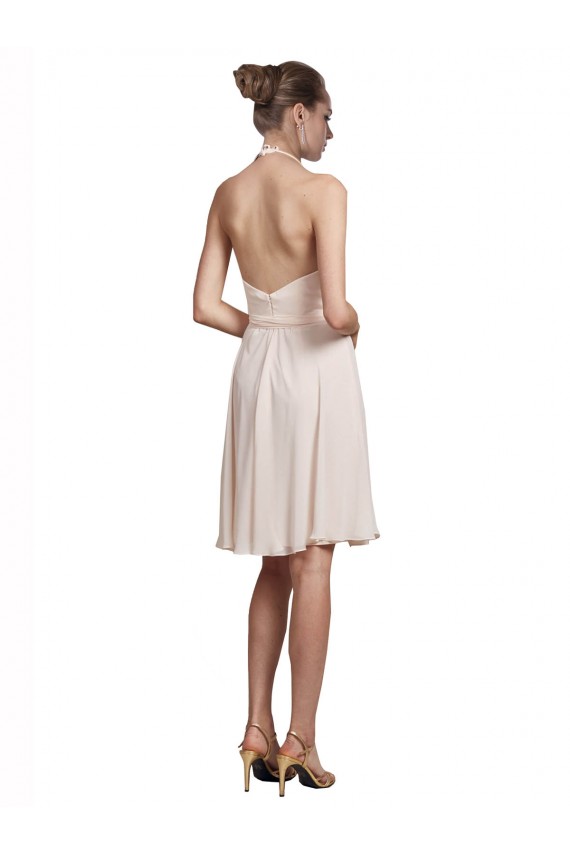 Soft Chiffon V-Neck A-Line Cream Pink Bridesmaid Dress Derby