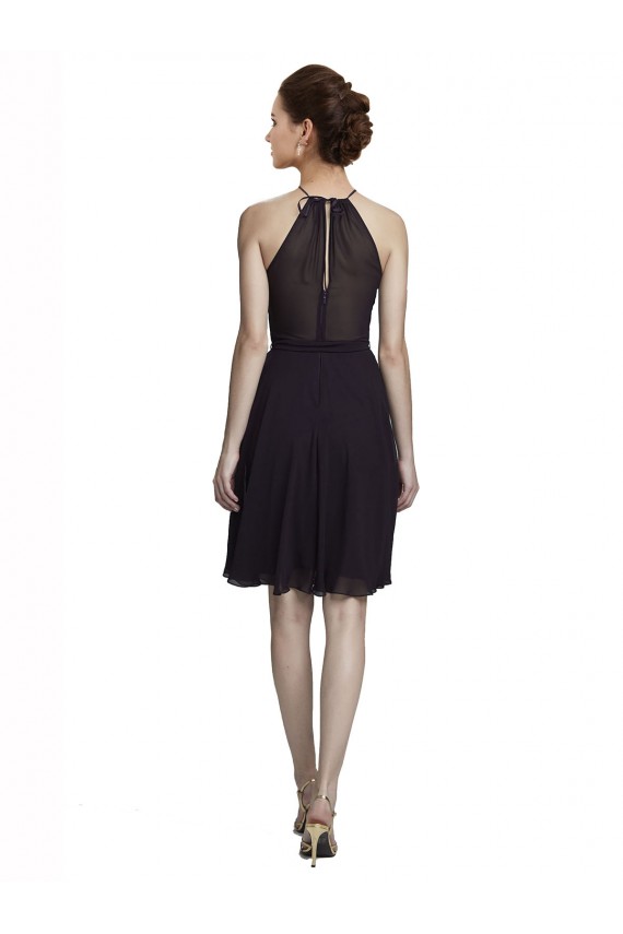 Soft Chiffon High Neck A-Line Grape Bridesmaid Dress Derby