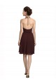 Soft Chiffon Halter Neck A-Line Burgundy Gold Bridesmaid Dress Derby
