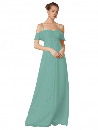 Soft Chiffon Spaghetti Straps A-Line Seaside Bridesmaid Dress Derby