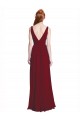 Chiffon V-Neck A-Line Burgundy Bridesmaid Dress / Evening Gowns Derby
