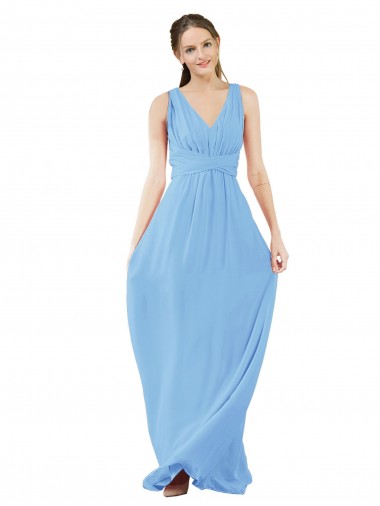 Soft Chiffon V-Neck A-Line Periwinkle Bridesmaid Dress Derby