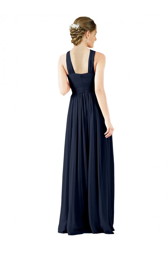 Chiffon V-Neck Princess Dark Navy Bridesmaid Gowns Derby
