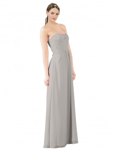 Soft Chiffon Strapless A-Line Oyster Silver Bridesmaid Dress Derby