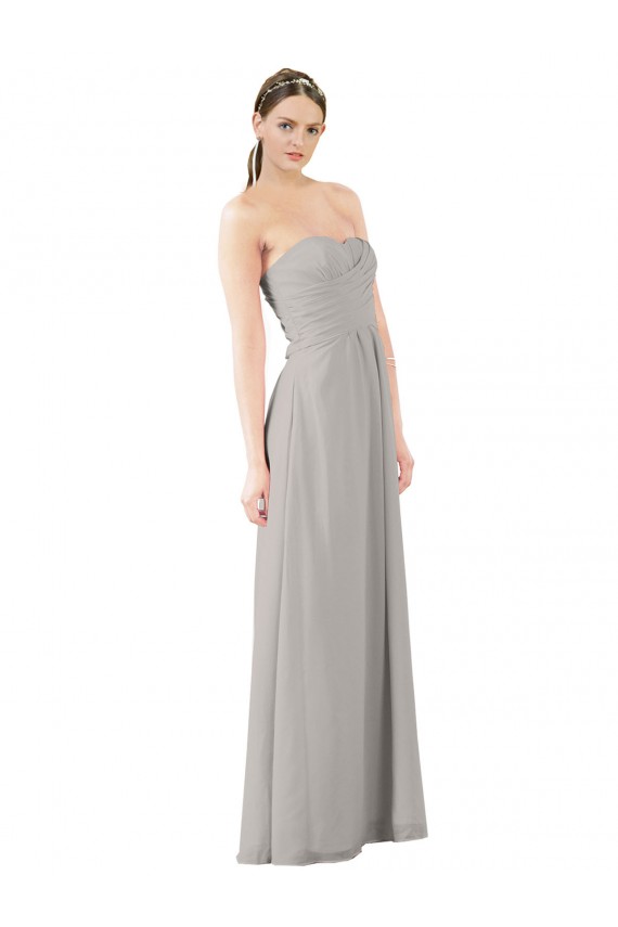 Soft Chiffon Strapless A-Line Oyster Silver Bridesmaid Dress Derby
