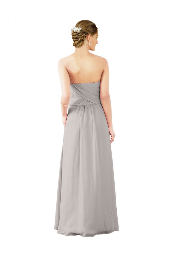 Soft Chiffon Strapless A-Line Oyster Silver Bridesmaid Dress Derby