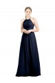 Soft Chiffon High Neck Open Back A-Line Dark Navy Evening Gowns / Bridesmaid Dress Derby
