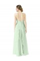 Soft Chiffon Halter Neck A-Line Sage Bridesmaid Dress Derby