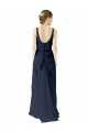 Soft Chiffon Scoop Neck Open Back A-Line Dark Navy Bridesmaid Dress Derby