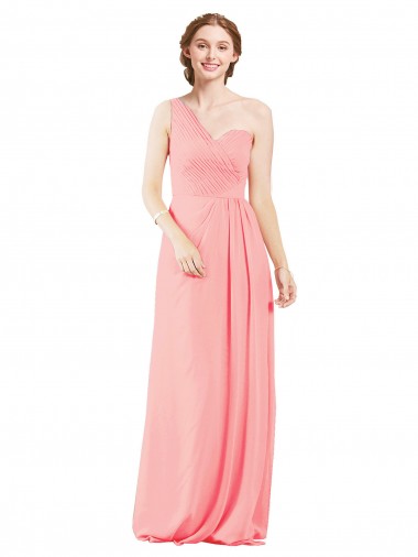 Soft Chiffon Sweetheart A-Line Salmon Bridal Party Dress Derby