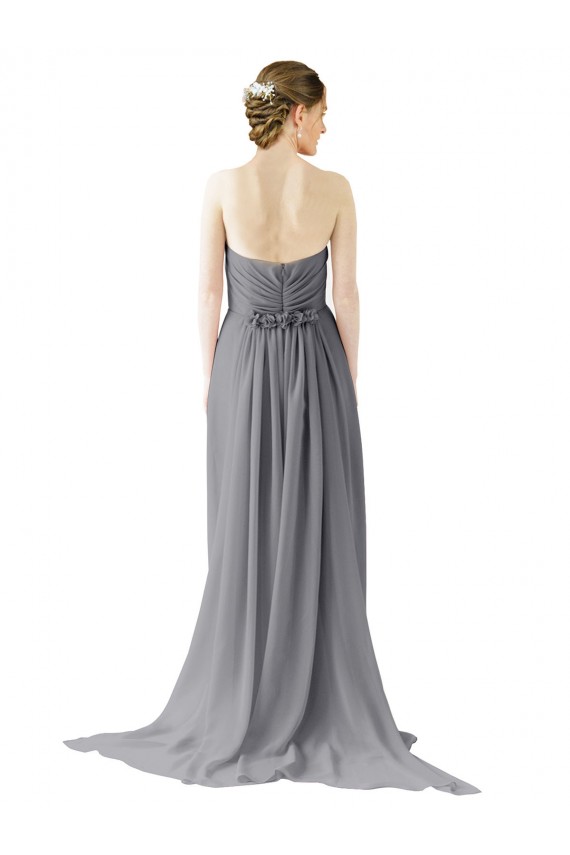 Chiffon Sweetheart Open Back A-Line Slate Grey Bridesmaid Dress / Evening Dress Derby