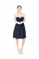 Soft Chiffon Sweetheart Open Back A-Line Dark Navy Bridesmaid Dress Derby