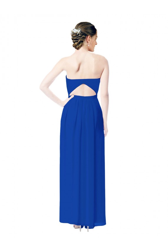Soft Chiffon Sweetheart Open Back Sheath Royal Blue Bridesmaid Dress Derby