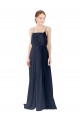 Chiffon Spaghetti straps Open Back A-Line Dark Navy Bridesmaid Dress / Evening Gowns Derby
