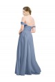 Soft Chiffon Sweetheart Open Back A-Line Dusty Blue Formal Dress / Bridesmaid Dress Derby