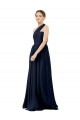 Chiffon One Shoulder A-Line Dark Navy Bridal Party Dress / Evening Dress Derby