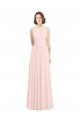 Soft Chiffon Halter Neck Keyhole Back A-Line Pink Bridesmaid Dress Derby
